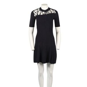 Designer Cushine Et Ochs Size‎ Medium Black Rib Knit Women's Dress Stretch